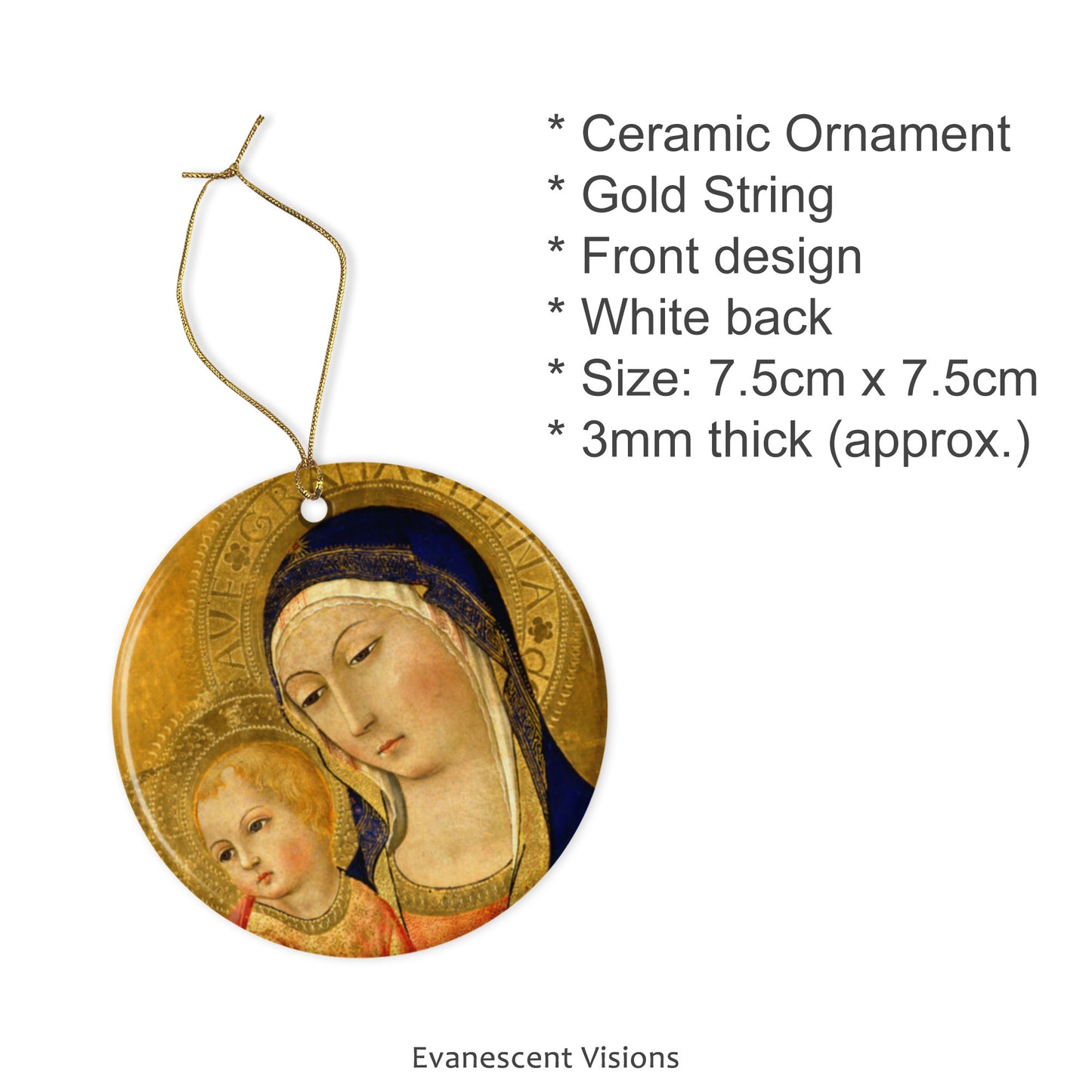 Ceramic Christmas ornament description and details