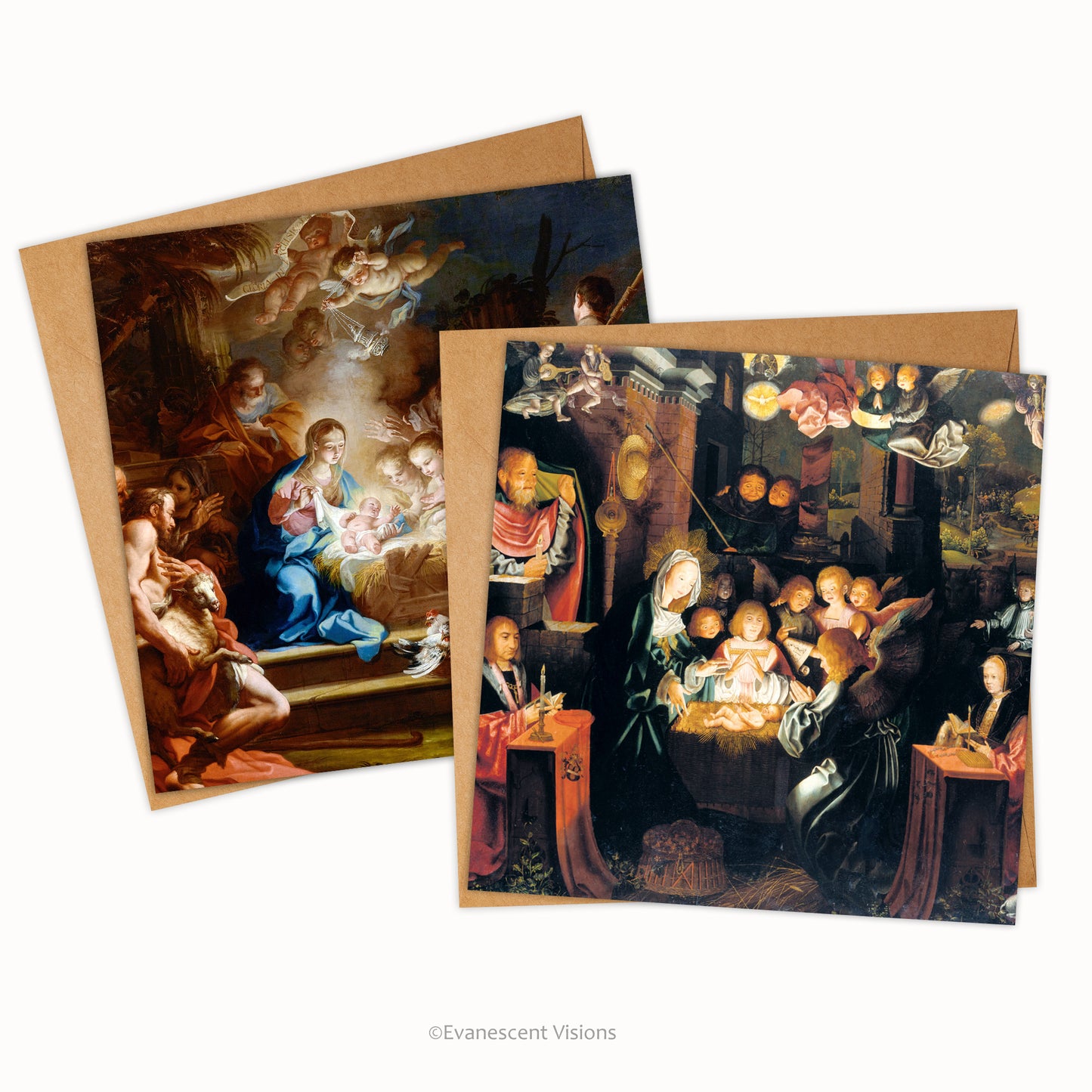 Two Nativity Christmas Cards with envelopes