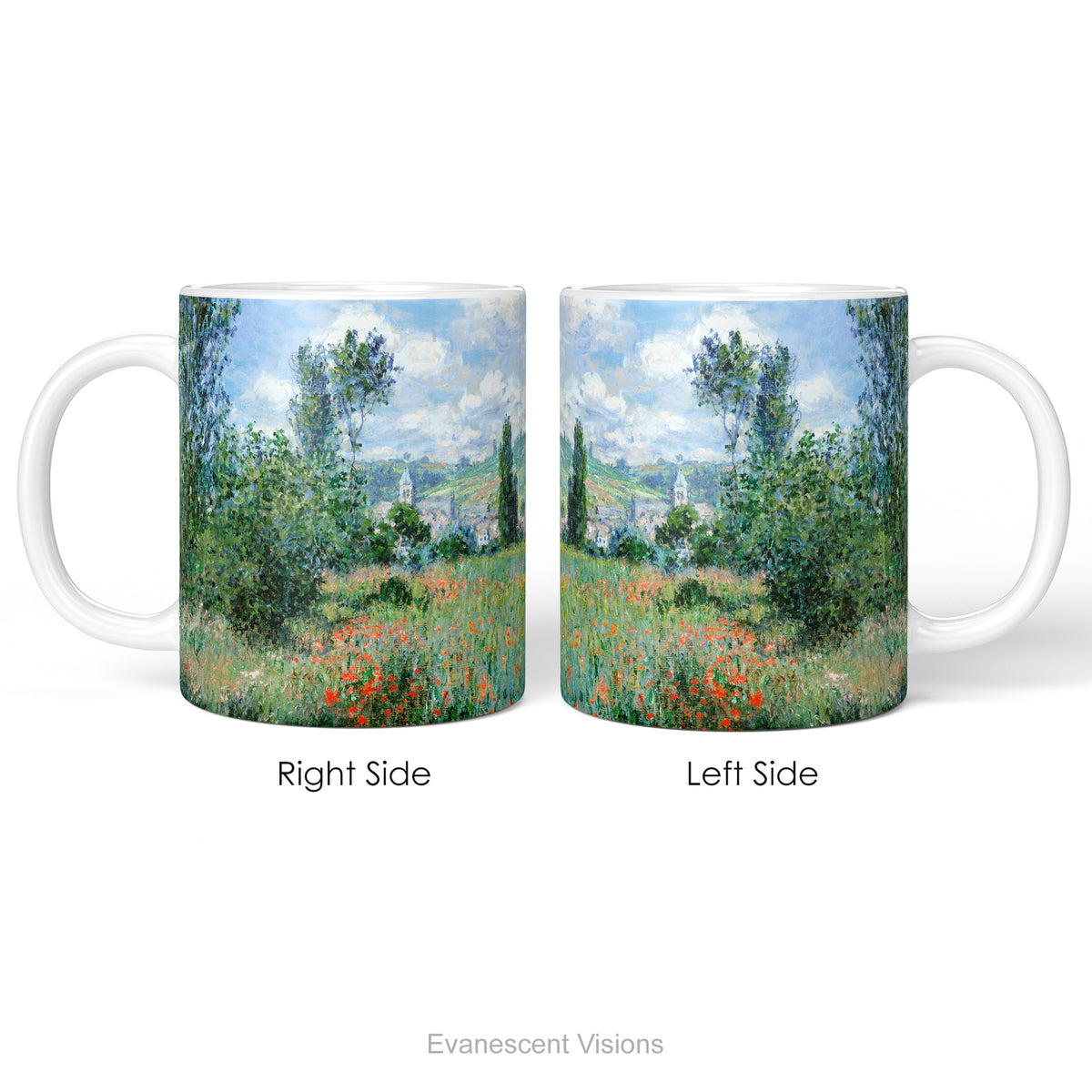 Left and right side views of the  'View of Vétheuil' ceramic mug. 