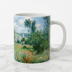 Ceramic mug with print of painting 'View of Vétheuil' by Claude Monet.