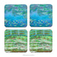 Set of four coasters with images from Monet's paintings 'The Water Lilies' and 'The Japanese Footbridge.'