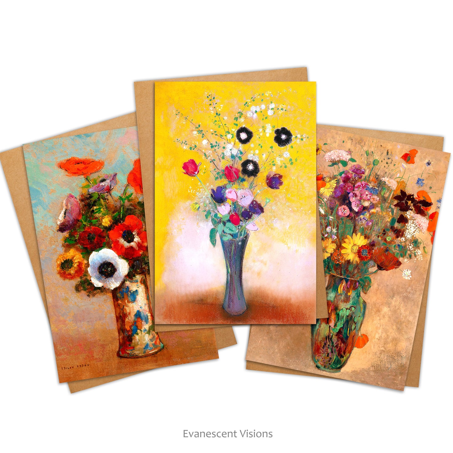 Odilon Redon Paintings of Flowers in a Vase Floral Fine Art Cards