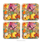 Set of 4 Colourful Wildflowers Floral Coasters