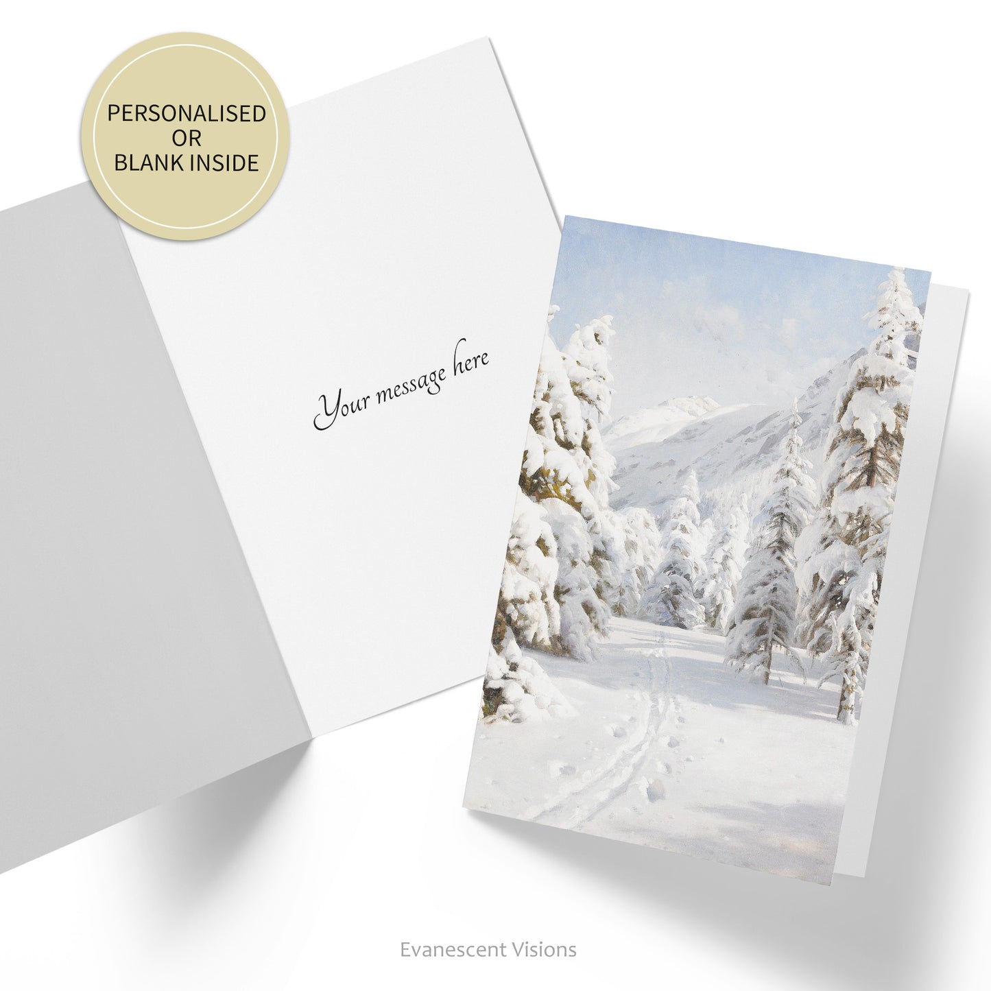 Traditional Winter Landscape Christmas Card, Personalised or Blank