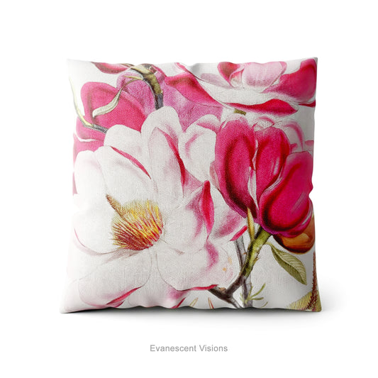 Pink Magnolia Floral Decorative Cushion