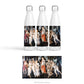 Left, right and front views of the Primavera Stainless Steel Water Bottle, Thermos with the full design view shown below