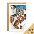 Happy Christmas card with Arthur Rackham's illustration of the Night before Christmas. 