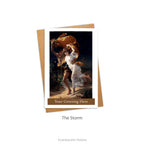 Card and envelope with design 'The Storm' by Pierre Auguste Cot. Card has band which says 'Your Greeting Here.'