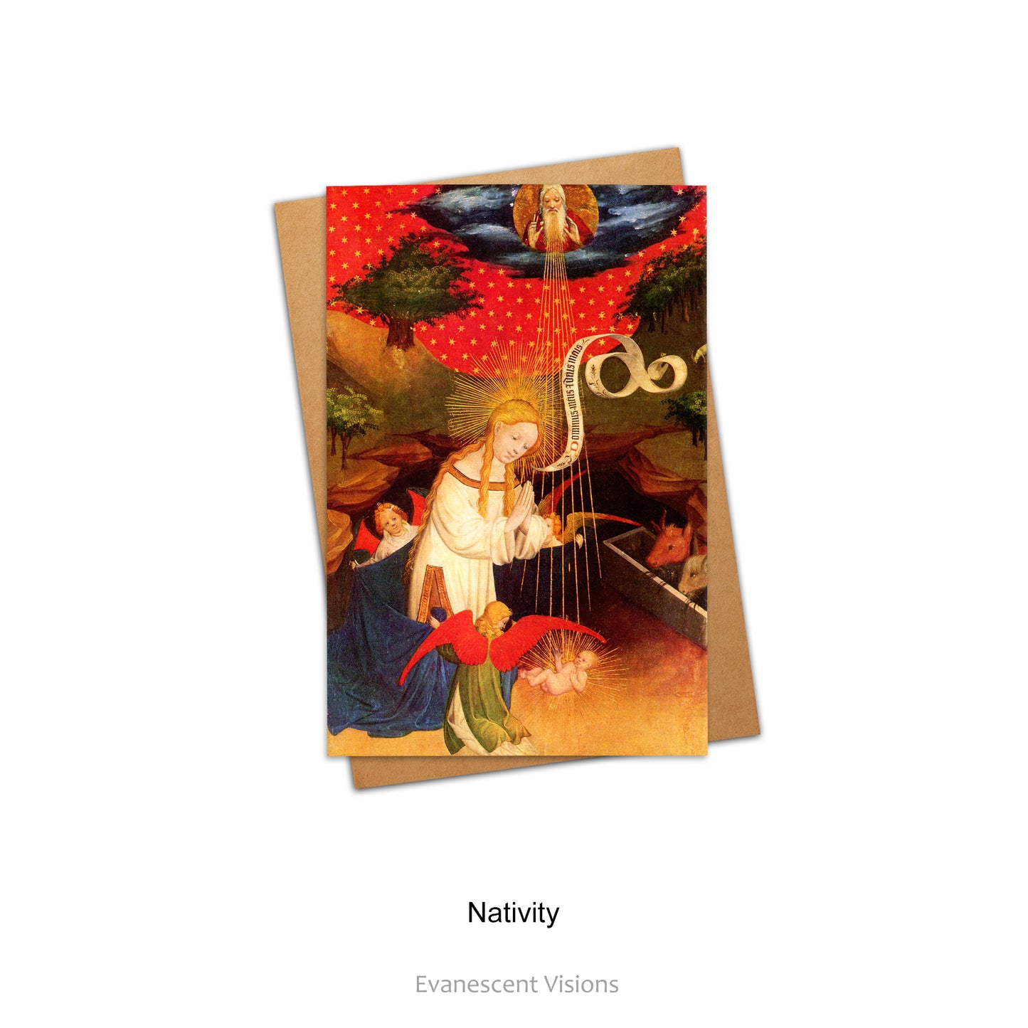 Card and envelope. Design Nativity by Master Francke