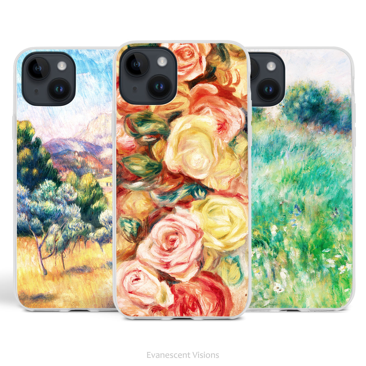 Renoir Impressionist Art Phone Case for iPhones, Floral or Landscape, Roses, Victoire, Prairie