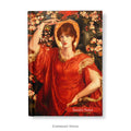 A hardcover notebook with a print of painting 'Fiammetta' by Rossetti, with a name printed on the bottom right corner of the cover.