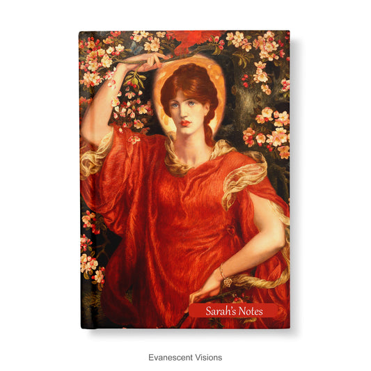 Personalised Notebook, A4, A5, decorated with Rossetti's ' Fiammetta' painting