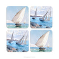 Set of four coasters with images of sailing boats.