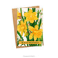 Floral Easter card and envelope. Card has image of daffodils from a woodblock design of by Kônan Tanigami