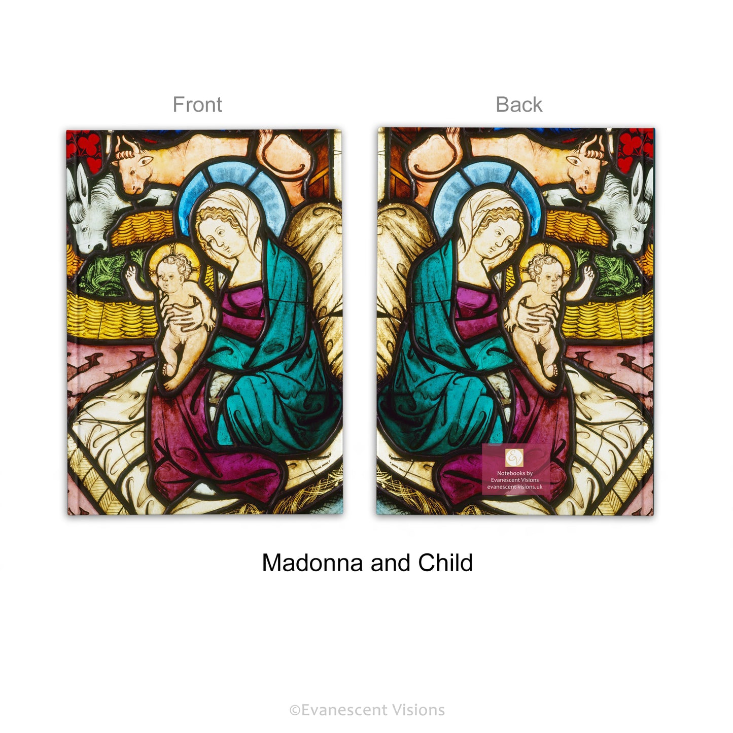 Madonna and Child Stained Glass Art Hardcover Notebook