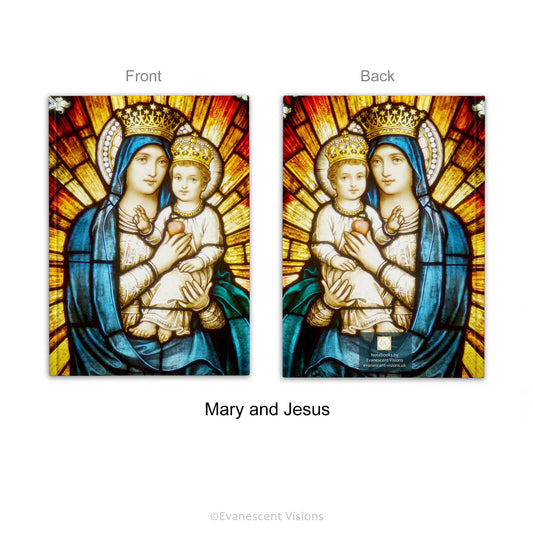 Mary and Jesus Stained Glass Art Hardcover Notebook