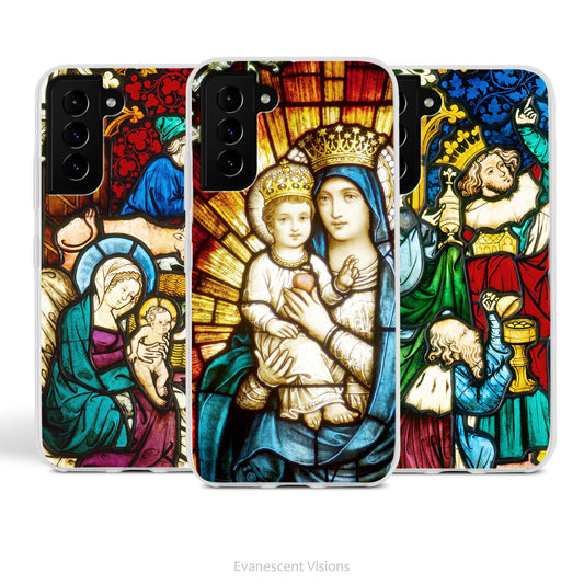 Three Stained Glass Church Window Image Phone Cases for Samsung Phones