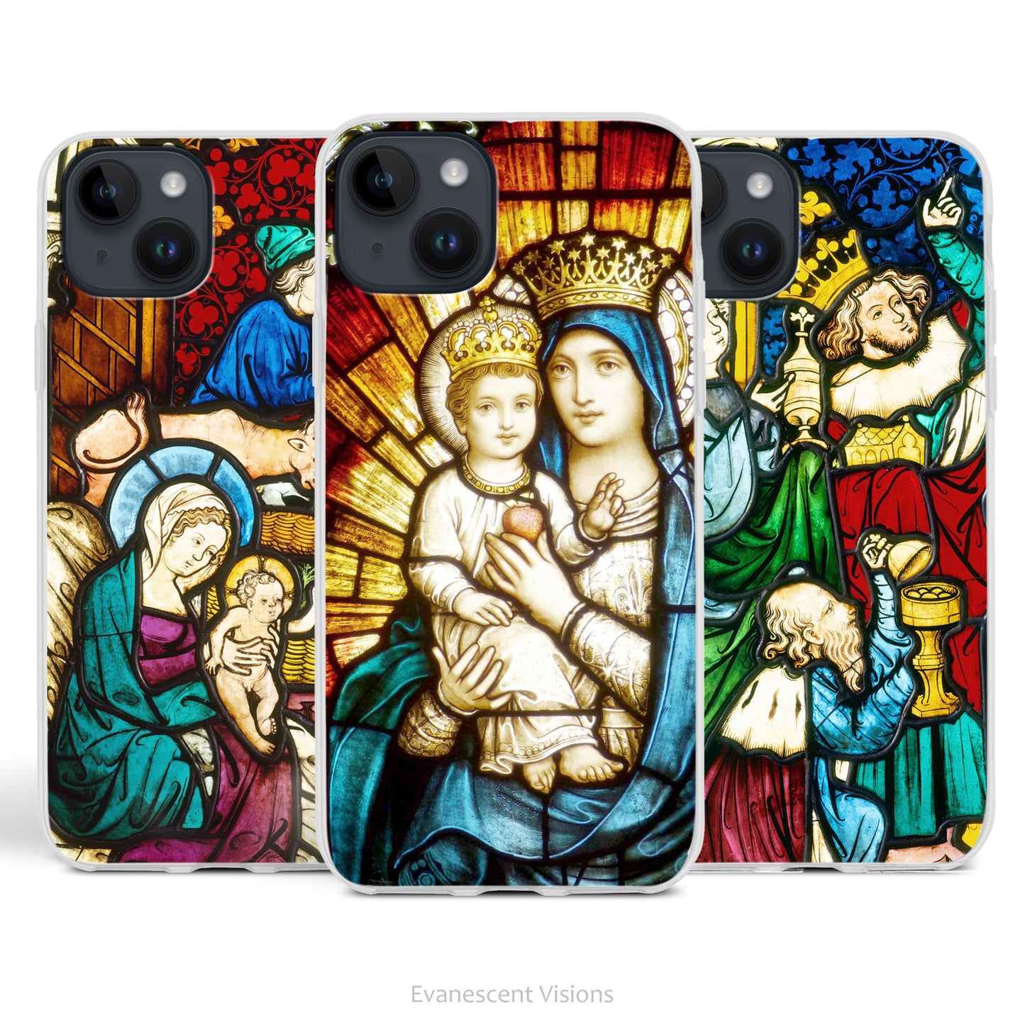 Three Stained Glass Church Window Image Phone Cases for iPhones