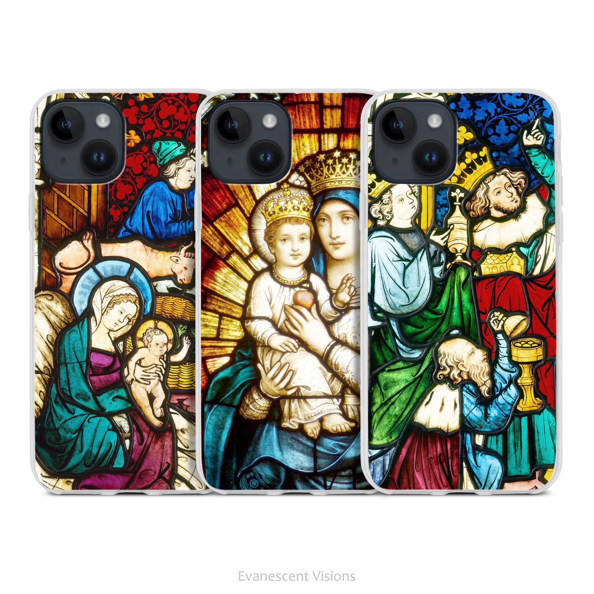 Three Stained Glass Church Window Image Phone Cases for iPhones