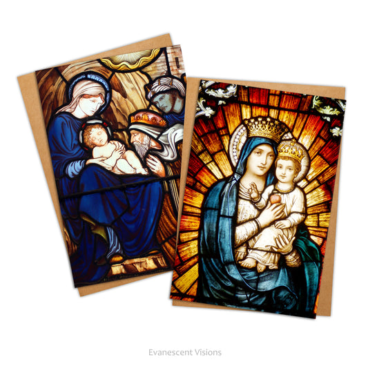 Pre-Raphaelite Stained Glass Art Christmas Cards with envelopes