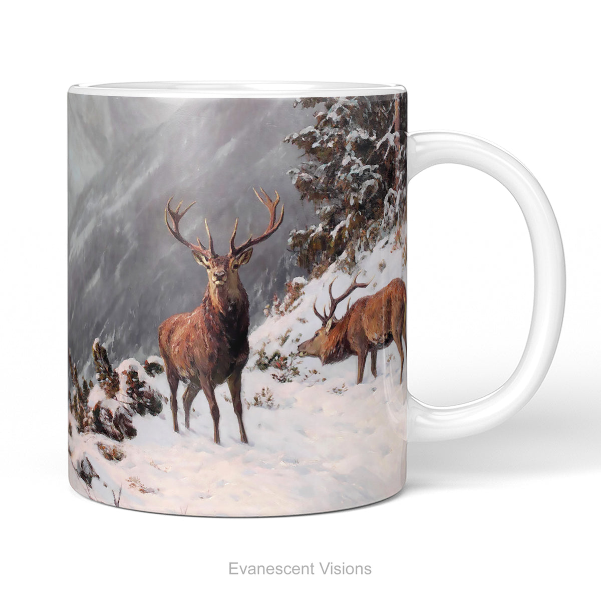 Red Deer in Winter Wildlife Ceramic Mug