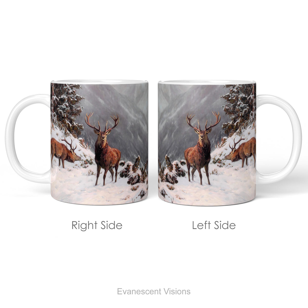 Red Deer in Winter Wildlife Ceramic Mug