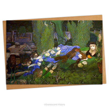 Gothic style creepy graveyard Halloween card with 'Prowlers' by Jan Toorop