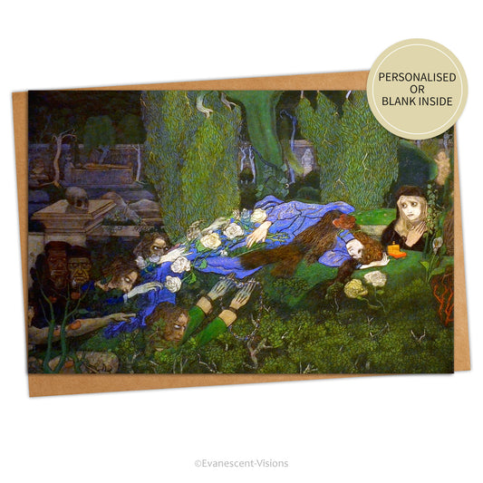 Gothic style creepy graveyard Halloween card with 'Prowlers' by Jan Toorop