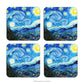 Set of 4 square coasters with Van Gogh's 'Starry Night' artwork.