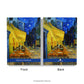 Front and back views of the Personalised Notebook with Van Gogh's Cafe Terrace at Night artwork