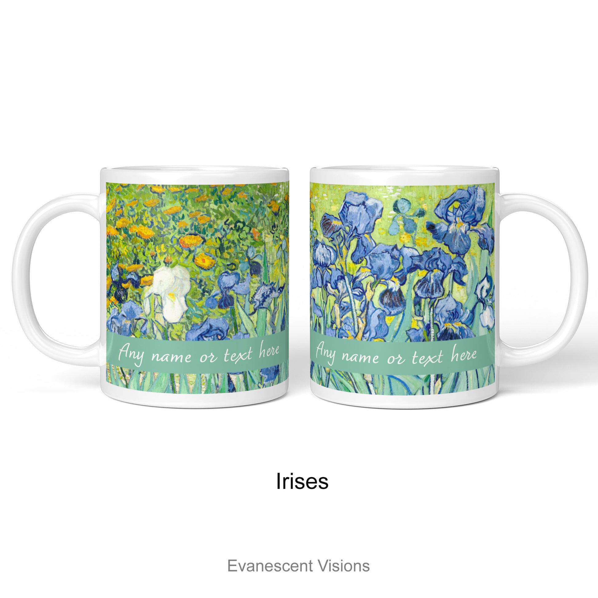 'Irises' design option for the Vincent Van Gogh Floral Paintings personalised mug