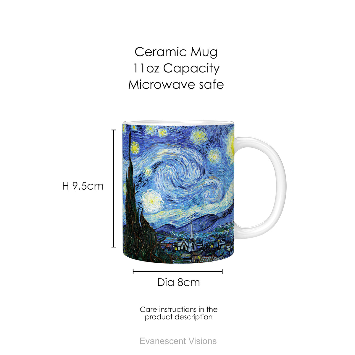Starry Night ceramic mug dimensions
