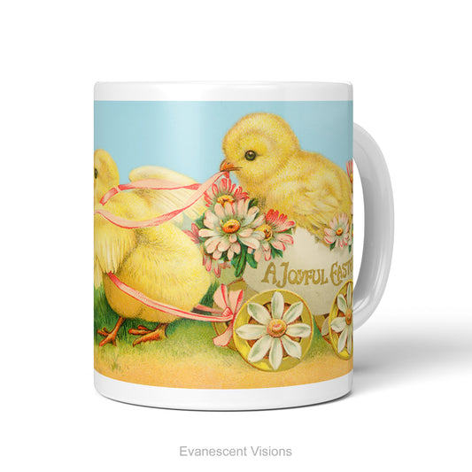 Ceramic mug with vintage design of Easter Chicks.