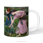 Ceramic mug featuring painting 'Gather Ye Rosebuds While Ye May ' by John William Waterhouse.