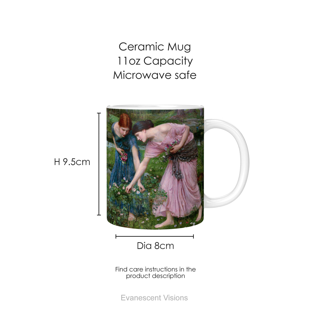 'Gather Ye Rosebuds While Ye May ' ceramic mug dimensions. 
