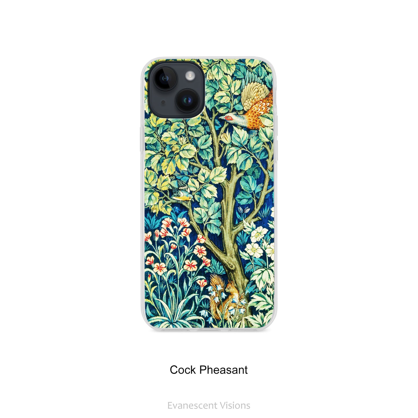 William Morris Art Phone Cases for iPhones, Cock Pheasant, Birds, Violet & Columbine