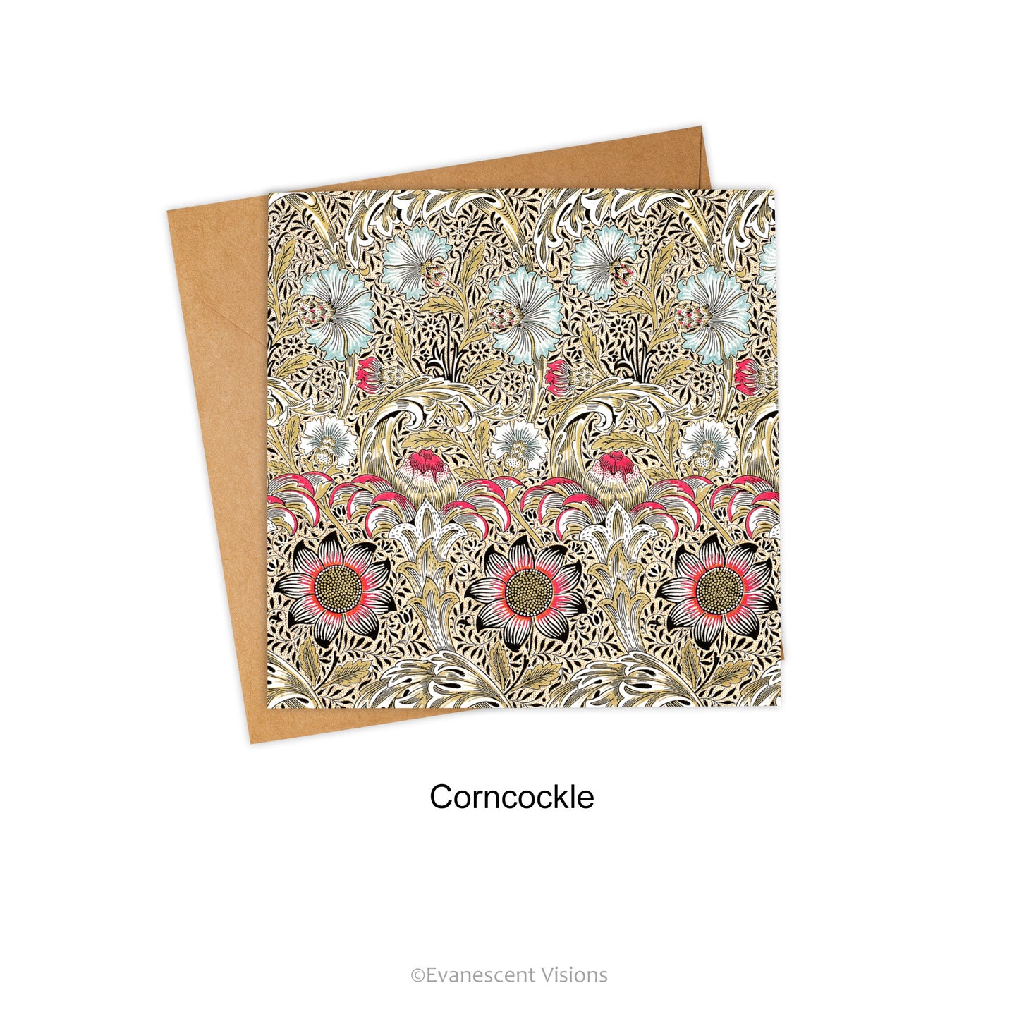 William Morris Corncockle Design Floral Patterned Greeting Card