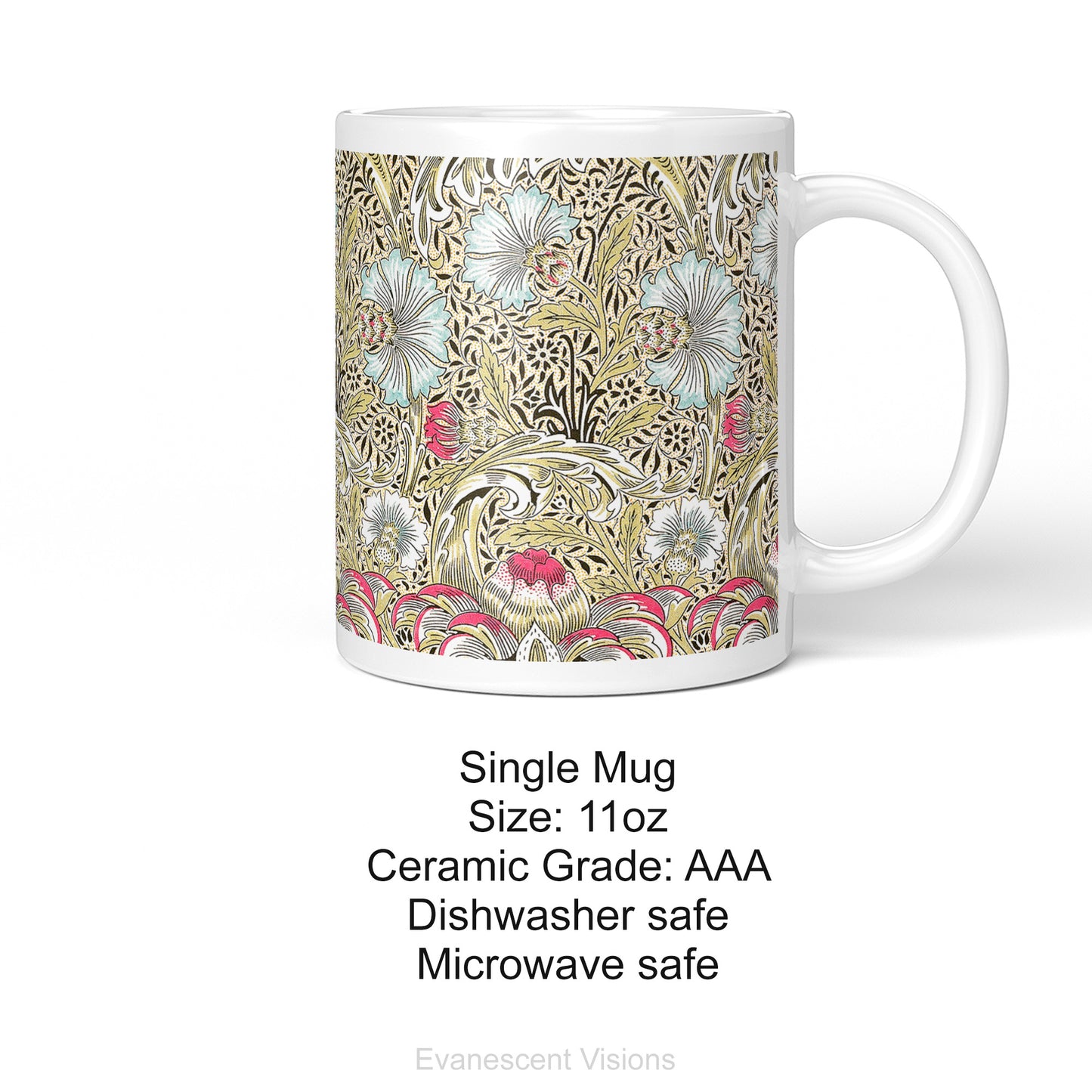 Product details for the William Morris Corncockle Ceramic Art Mug