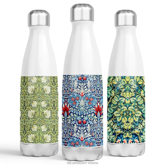 William Morris patterned stainless steel metal water bottle thermos Flasks