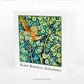 William Morris Pheasant Personalised Birthday Card standing on a white surface.