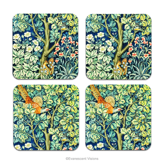 Set of four William Morris Pheasant Design Drinks Coasters