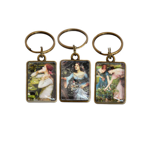 Waterhouse Pre-Raphaelite Women Double Sided Keyring, Ophelia, Rosebud
