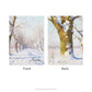 Front and back view of Snowy Winter Landscape Personalised Hardback Notebook