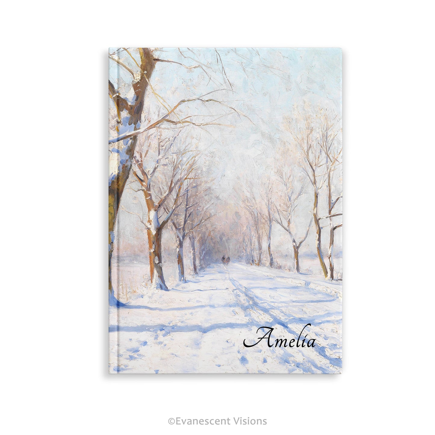 Snowy Winter Landscape Personalised Hardback Notebook