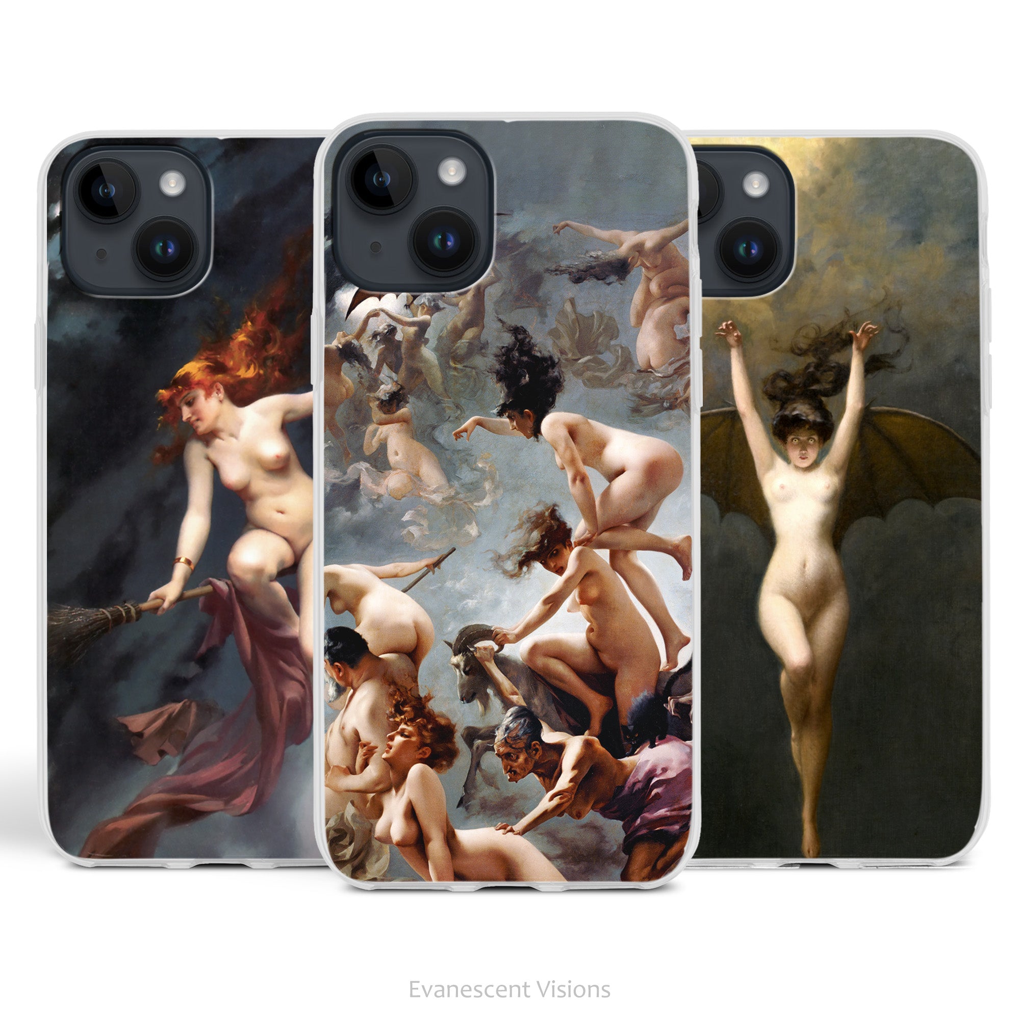 Witches in Flight Art Phone Case for iPhones, Flexible Protective Case