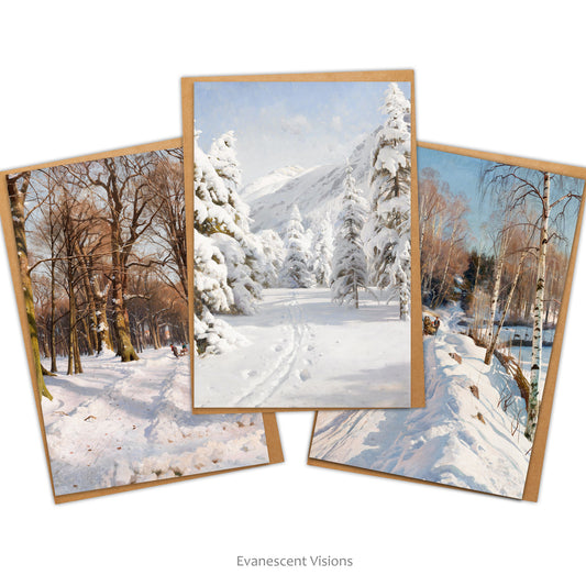 Winter Landscape Snowy Christmas Art Cards