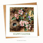 Happy Easter Card and envelope with design, 'Birds Nest, Apple Blossom and Primroses' by William Henry Hunt