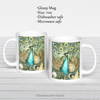 Left and right side views of the Vintage Style Peacock Art Mug