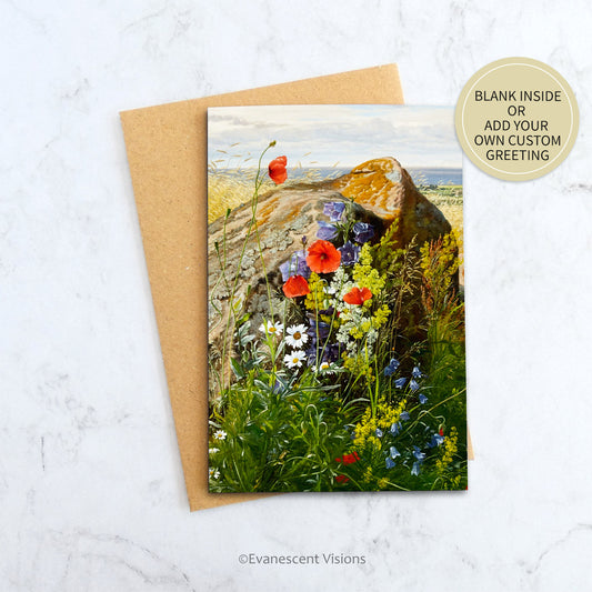 Wildflowers fine art greeting card personalised or blank