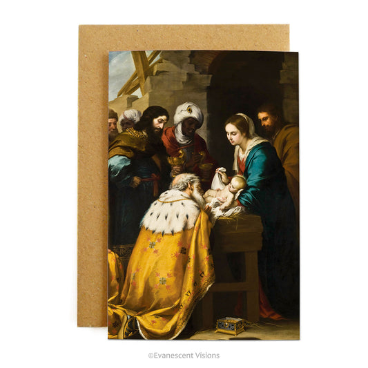 Murrillo Adoration of the Magi Nativity Christmas Card pack with envelope